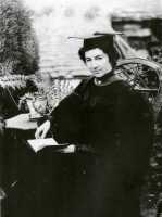 Olivia Griffiths in academic dress, 1910. She obtained a first class degree in German at Aberystwyth University despite the death of her mother during the exam period
