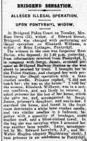 Part of the report of Rose Owen’s appearance before the Bridgend magistrates. Glamorgan Gazette 8th August 1919